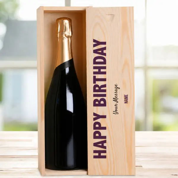 Happy Birthday Any Message - Personalised Single Champagne Box