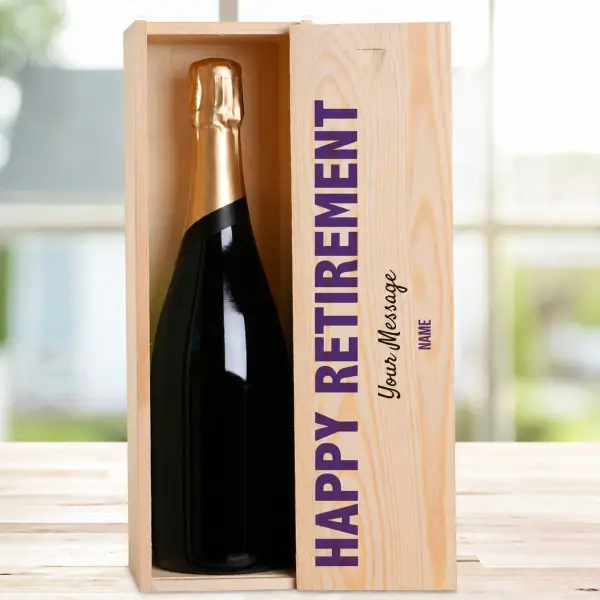 Happy Retirement Any Message - Personalised Single Champagne Box