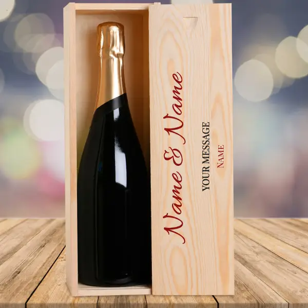 Any 2 Names And Message - Personalised Single Champagne Box