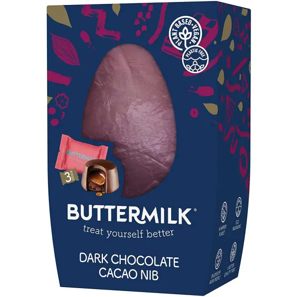 Dark Chocolate Cacao Duo Easter Egg 224g from Buttermilk (Vegan)