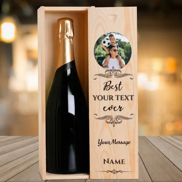 Any Photo Best Any Title Ever Black - Personalised Single Champagne Box