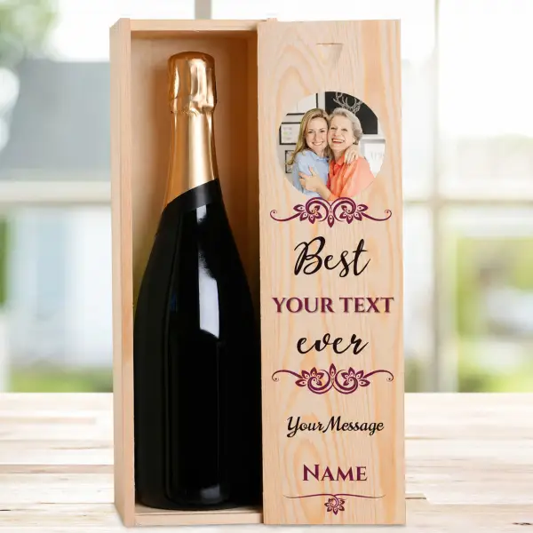 Any Photo Best Any Title Ever Burgundy - Personalised Single Champagne Box