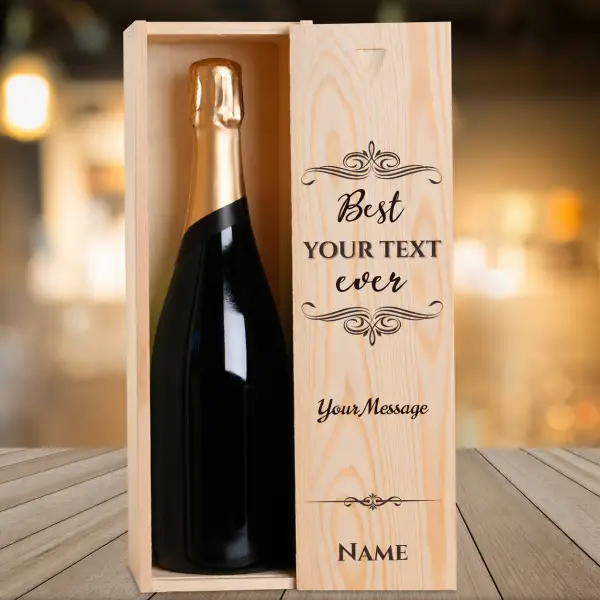 Best Any Title Ever Black - Personalised Single Champagne Box