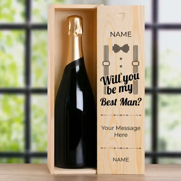 Will You Be My Best Man? Suit - Personalised Single Champagne Box