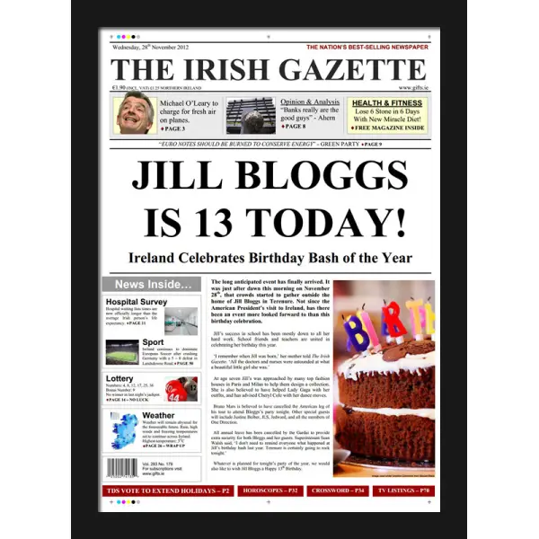 Happy Birthday Newspaper Spoof - Teen Female