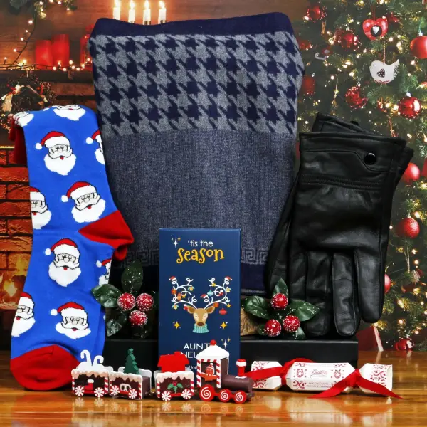 The Festive Luxury Blue Scarf, Gloves, Socks & Chocs Hamper
