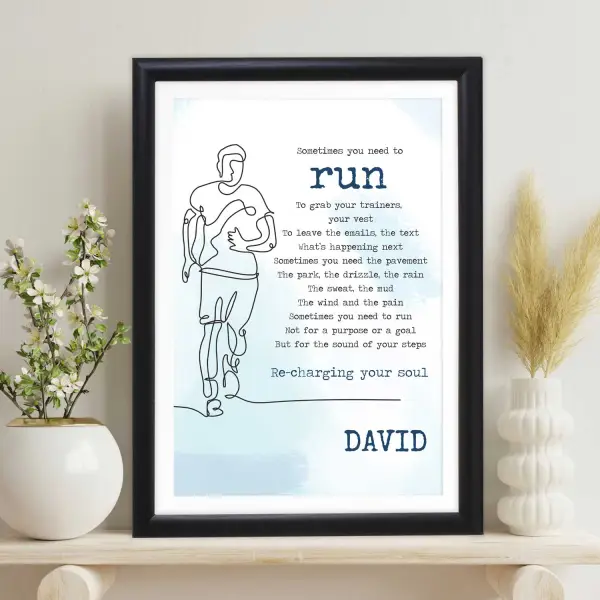Sometimes You Need to Run Poem, Man Silhouette - Personalised Poster