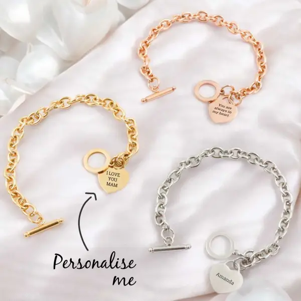 Love Heart Bracelet Chain Bangle (Three Colours)