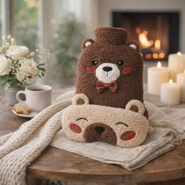 Cute & Cosy Animal Hot Water Bottle & Eyemask
