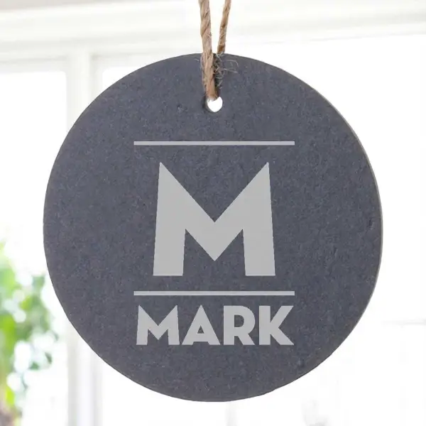 Personalised Round Slate Hanging Sign 12x12cm