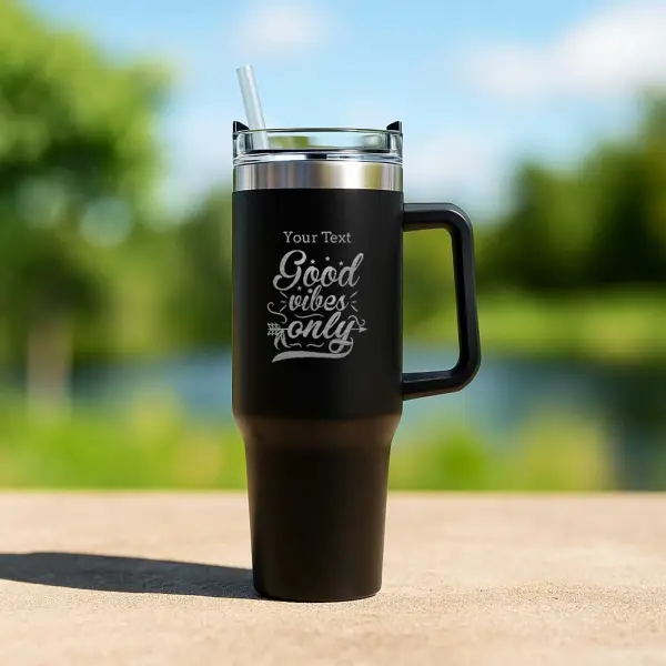 Personalised 1.2L Insulated Thermo Cup with Straw & Handle