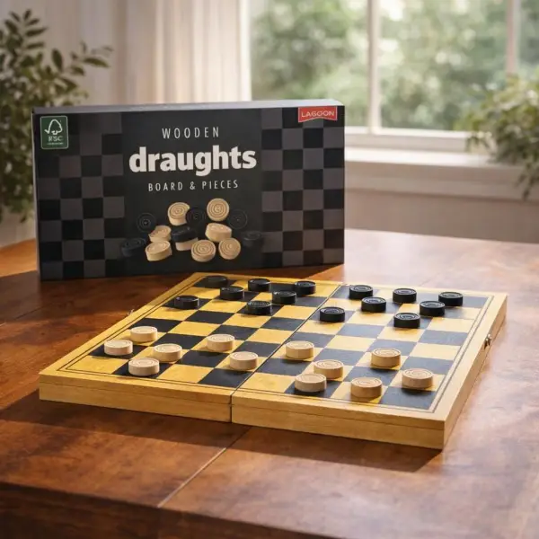 Lagoon Wooden Draughts Set