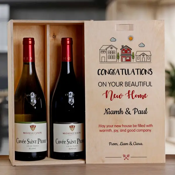 New Home - Personalised Wooden Double Wine Box