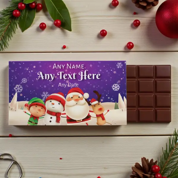 Any Message Santa's Friends Personalised Chocolate Bar 90g