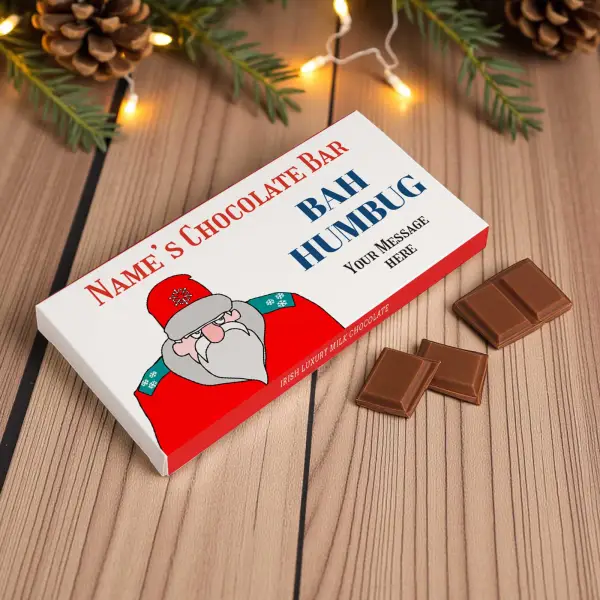 Bah Humbug Christmas Personalised Chocolate Bar 90g