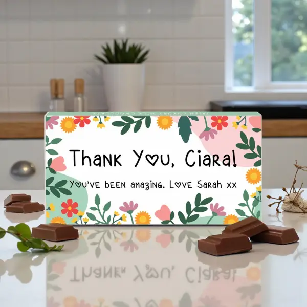 Thank You Flowers Personalised Chocolate Bar 90g