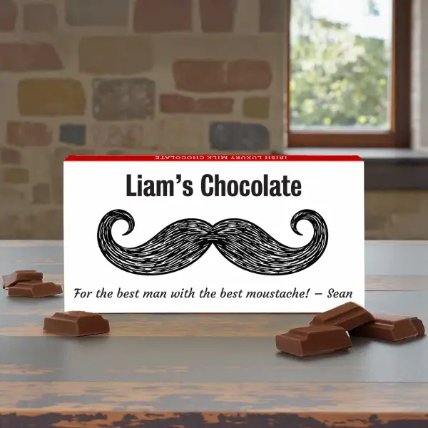 Moustache Personalised Chocolate Bar 90g