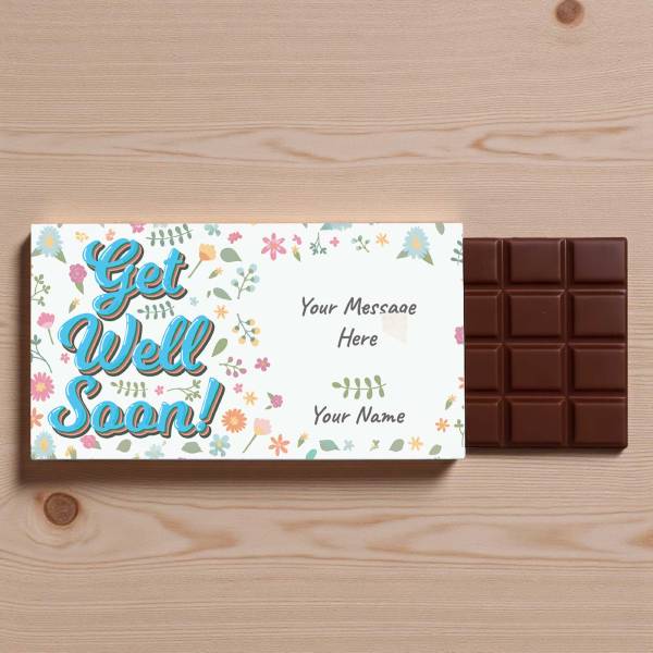 Get Well Soon Flowers Personalised Chocolate Bar 90g