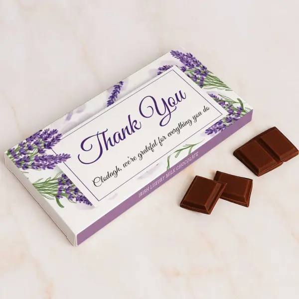 Thank You Lavender Personalised Chocolate Bar 90g
