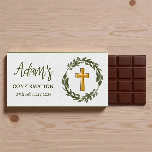 Name's Confirmation Wreath Personalised Chocolate Bar 90g