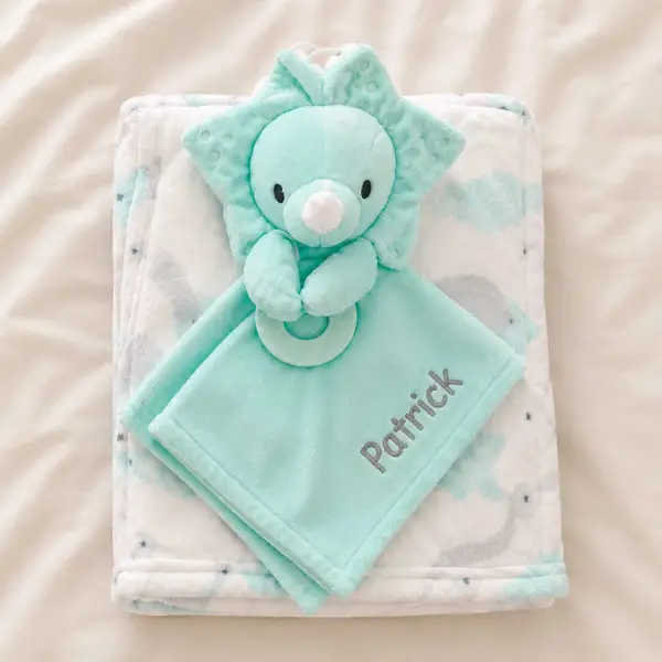 Personalised Baby Blanket & Comforter Set - Dino