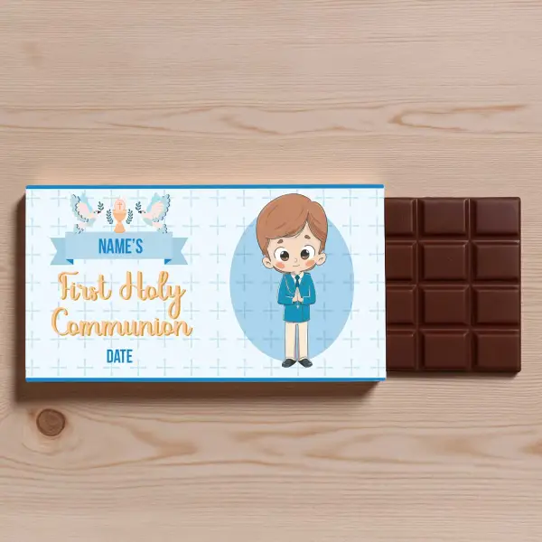 Name's First Holy Communion Boy Personalised Chocolate Bar 90g