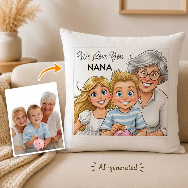 Photo to Caricature Personalised Cushion Square
