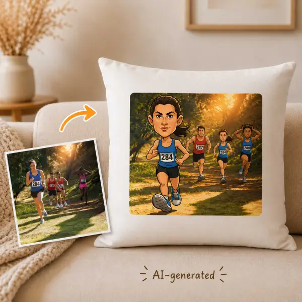 Photo to Caricature Personalised Cushion Square