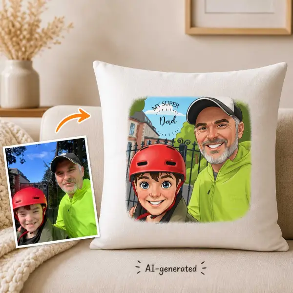 Photo to Caricature Personalised Cushion Square