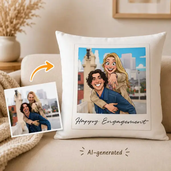 Photo to Caricature Personalised Cushion Square