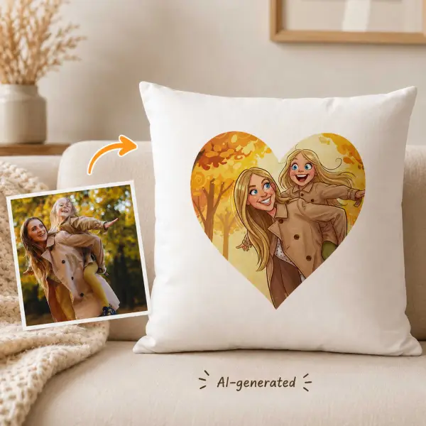Photo to Caricature Personalised Cushion Square