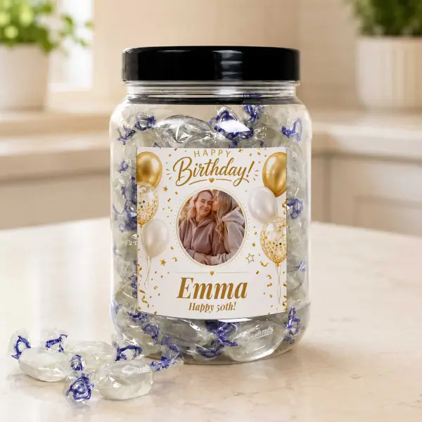 Any Photo Happy Birthday - Personalised Sweets Jar