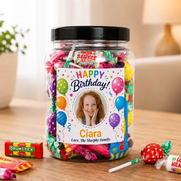 Any Photo Happy Birthday - Personalised Sweets Jar