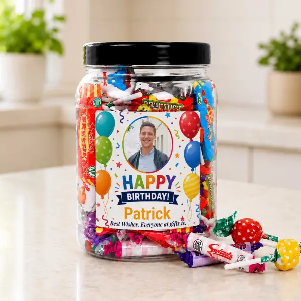 Any Photo Happy Birthday - Personalised Sweets Jar