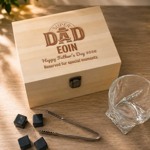 Personalised Pine Wooden Boxed Whiskey Set