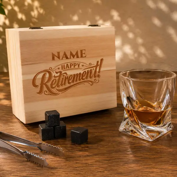 Personalised Pine Wooden Boxed Whiskey Set