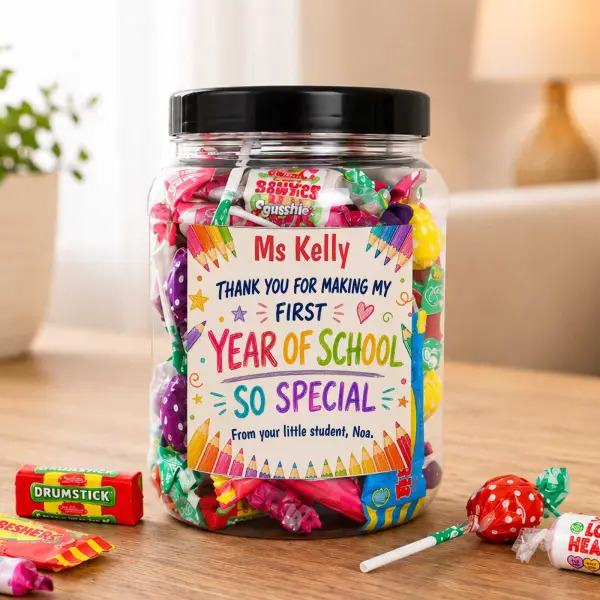 First Year of School Teacher - Personalised Sweets Jar