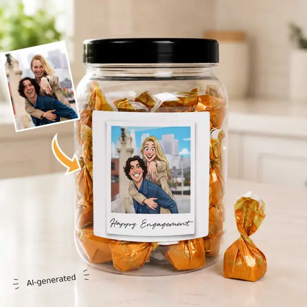 Photo to Caricature - Personalised Sweets Jar