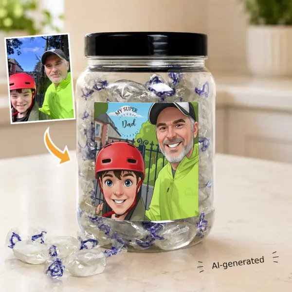Photo to Caricature - Personalised Sweets Jar