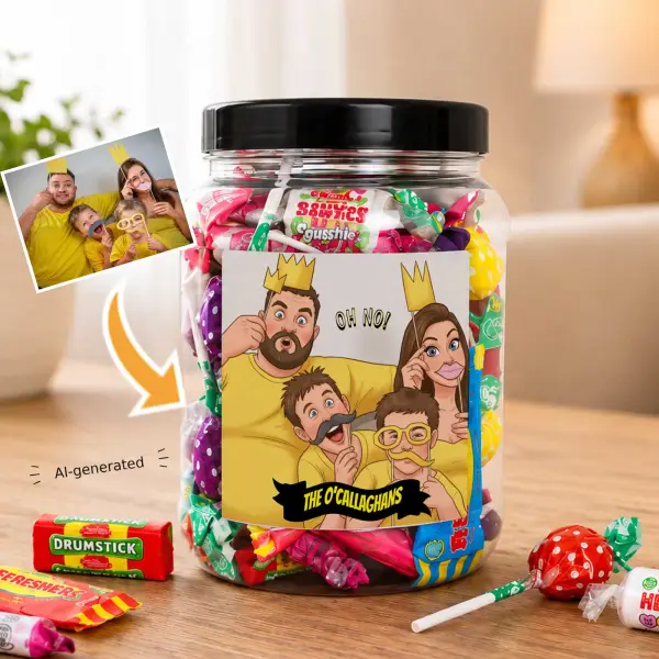 Photo to Caricature - Personalised Sweets Jar