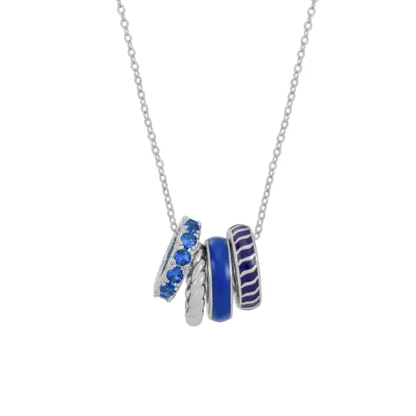 Tipperary Crystal Halo Night Pendant Silver & Blue