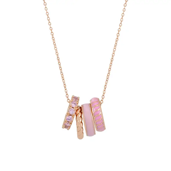 Tipperary Crystal Halo Sunset Pendant Rose Gold & Pink