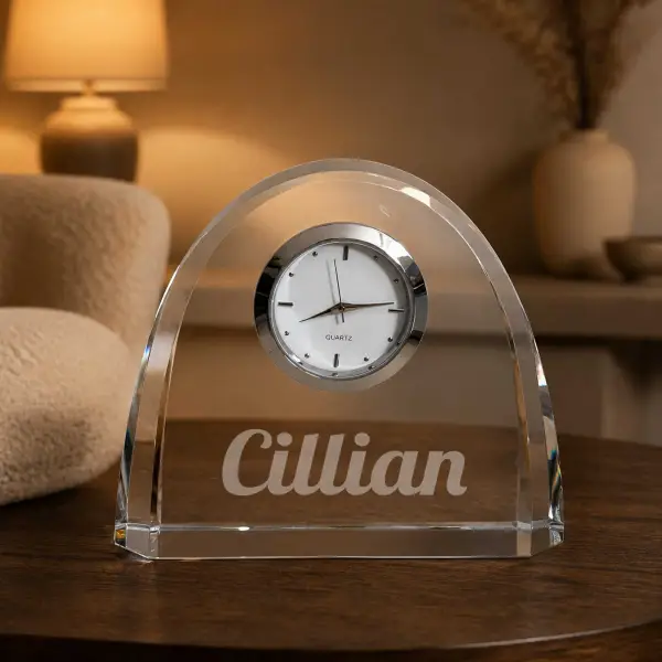 Personalised Oval Optic Crystal Clock