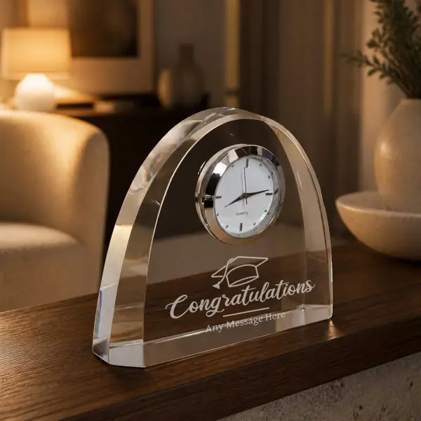 Personalised Oval Optic Crystal Clock