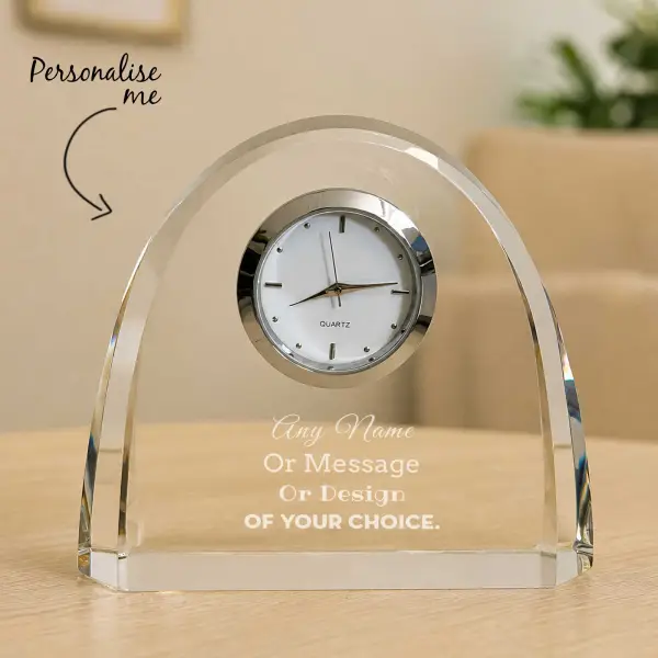 Personalised Oval Optic Crystal Clock