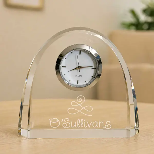 Personalised Oval Optic Crystal Clock