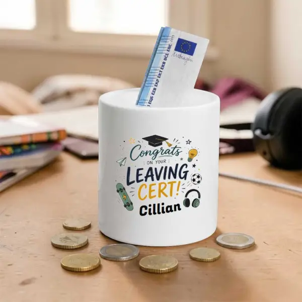 Congrats On Your Leaving Cert Personalised Money Jar