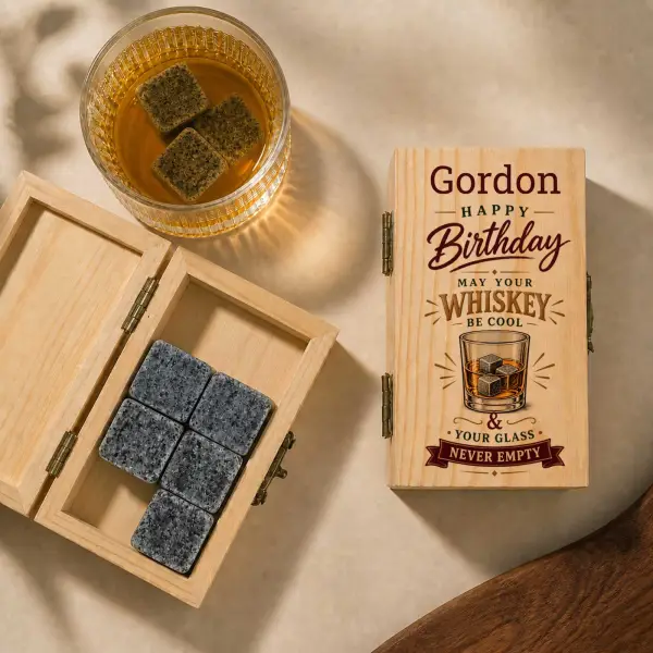 Happy Birthday - Personalised Whiskey Cooling Stones (8pcs set)