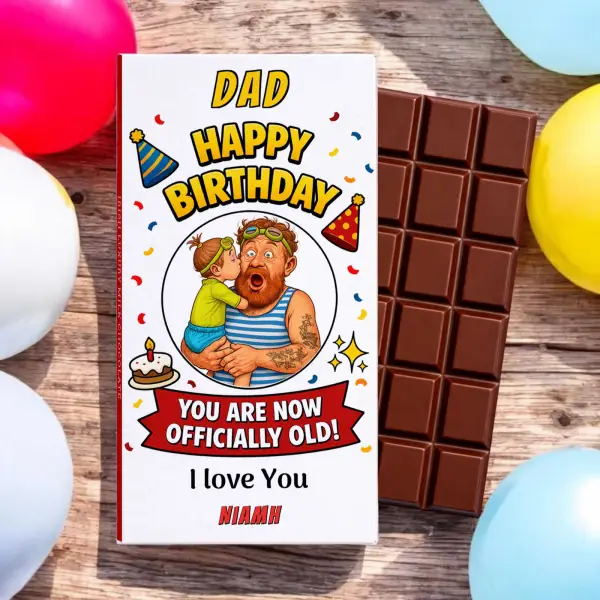 Happy Birthday Photo to Caricature - Personalised Chocolate Bar 90g