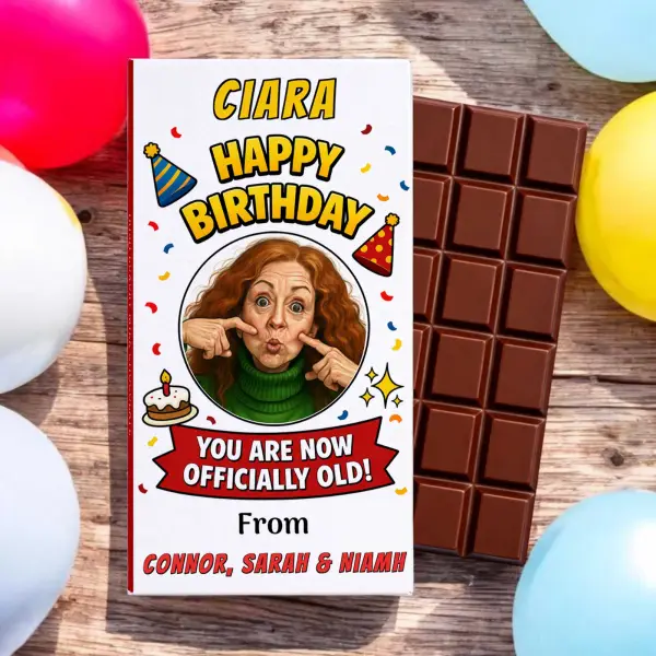 Happy Birthday Photo to Caricature - Personalised Chocolate Bar 90g